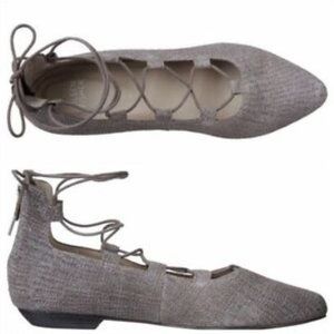 Eileen Fisher Loop2-td pointed toe Lace Up Gray‎ Vamp Tie Casual Flats Shoes 7